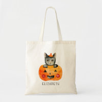 Chat noir et citrouille personnalisés de Halloween