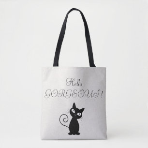 Tote Bag Chat noir fantaisiste et scintillant - Bonjour Mag