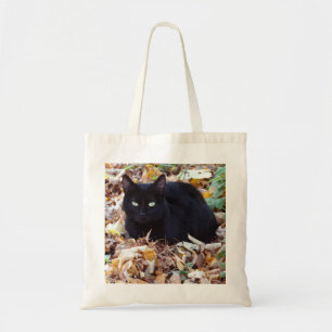 Tote Bag Chat noir Feuilles d'automne Budget Fourre-tout