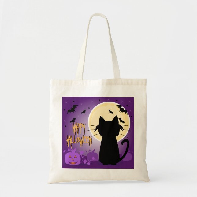 Tote Bag Chat noir Halloween (Devant)