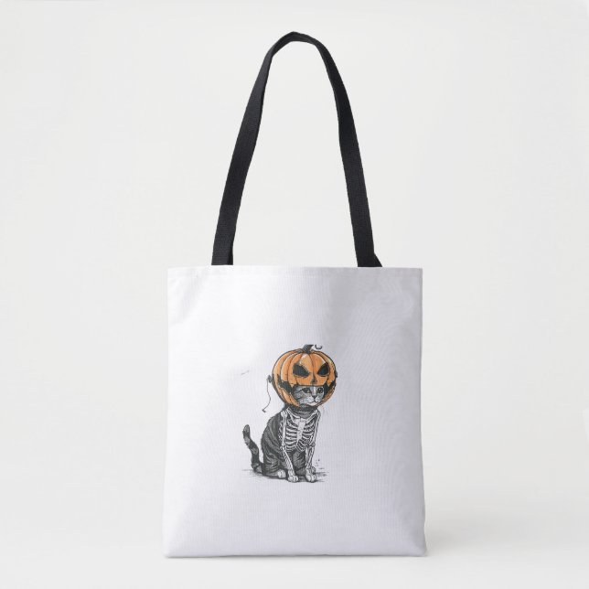 Tote Bag Chat Noir Halloween Citrouille Costume De Tête Pou (Devant)