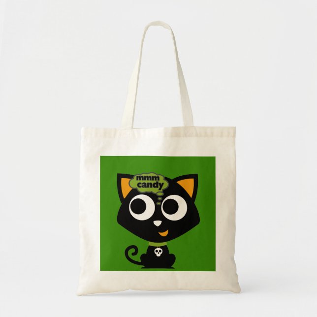Tote Bag Chat noir Mmm Candy Halloween (Devant)
