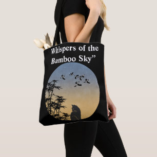 Tote Bag Chat noir mystique et crépuscule de bambou - Art j