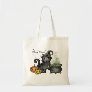 Tote Bag Chat noir sorcière Vibes sorcières