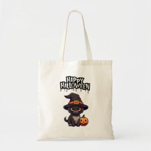 Tote Bag Chat noir très effrayant avec Citrouille Jack-o'-l