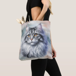 Tote Bag Chat plein de grâce en aquarelle