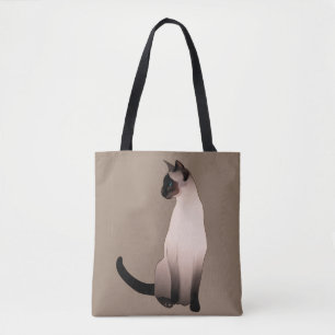 Tote Bag Chat siamois de point de joint sur le Taupe Tan