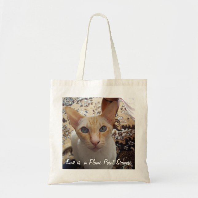 Tote Bag Chat siamois de point fantastique de flamme (Devant)