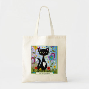 Tote Bag Chat Smoking Assis Dans Un Jardin Personnalisé