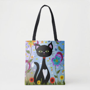 Tote Bag Chat Smoking En Costume De Soirée Dans Un Jardin D