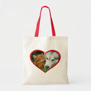 Tote Bag chat somalien et Husky sibérien de mignons amis en