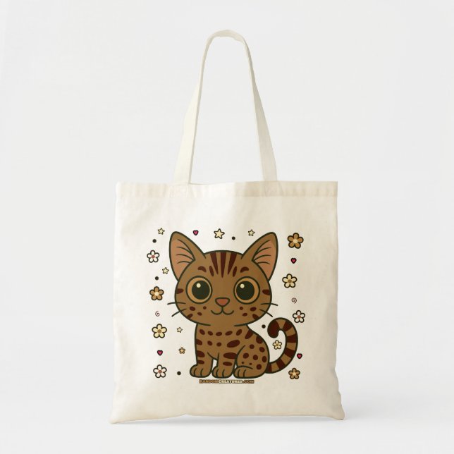 Tote Bag Chat Tabby Floral Oscar exceptionnel (Devant)