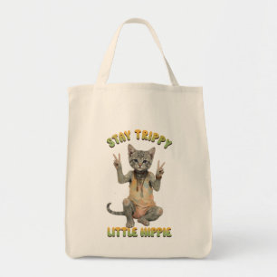 Tote Bag Chat tigré gris bohème Reste trippy petit hippie