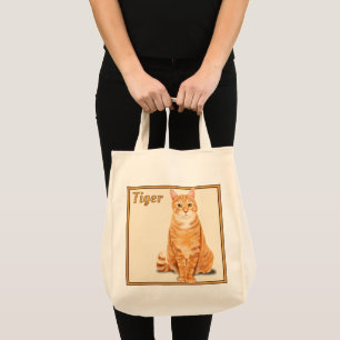 Tote Bag Chat Tigre Tabby Orange Gingembre Personnalisé d'É