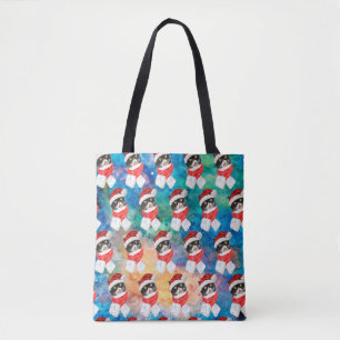 Tote Bag Chat tricolore drôle des fêtes de Noël