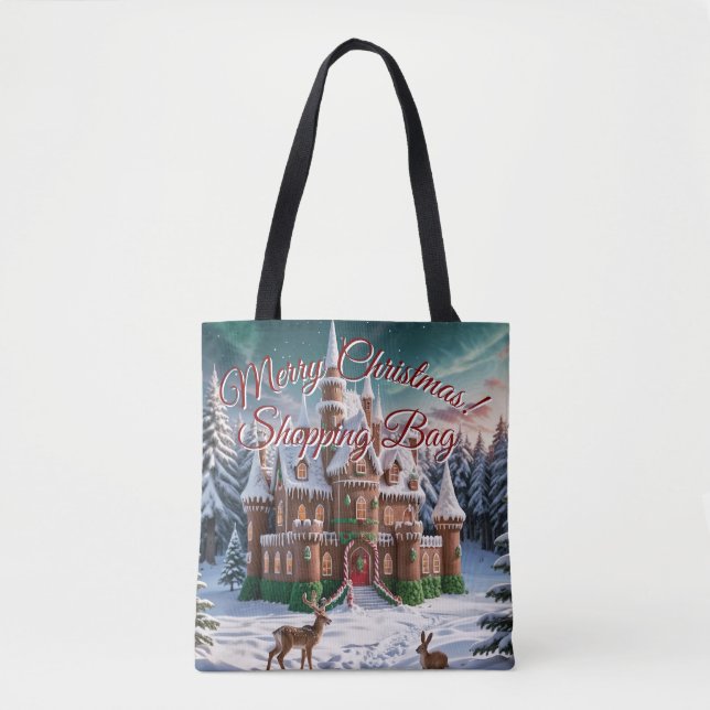 Tote Bag Château de pain d'épices de la forêt de Noël (Devant)