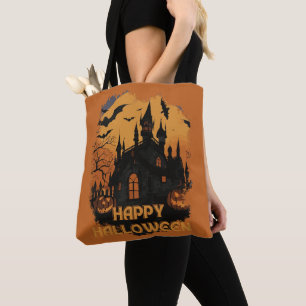 Tote Bag Château d'Halloween sous lumière lunaire