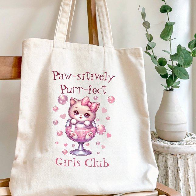 Tote Bag Chaton mignon dans une tasse à bulles (Créateur téléchargé)