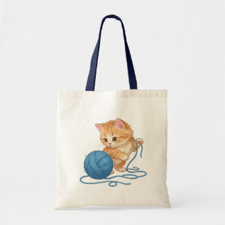 Tote Bag Chaton orange mignon avec balle de fil budget