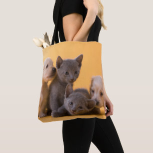 Tote Bag Chatons et chiots bleus russes de teckel