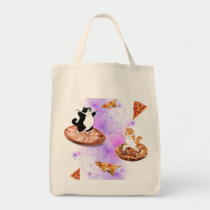 Tote Bag Chats amusants faisant de la pizza dans l'espace