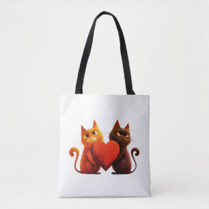 Tote Bag Chats, Coeur, animal