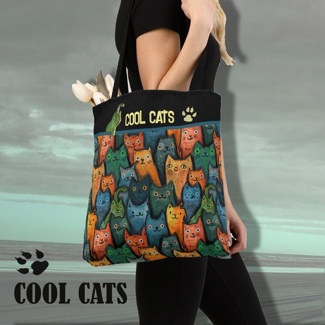Tote Bag Chats cool aquarelle Fourre-tout (Cool Cats Watercolor Tote)