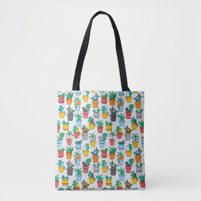 Tote Bag Chats dans les pots à fleurs (Devant)