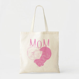 Tote Bag Chats de coeur MOM rose