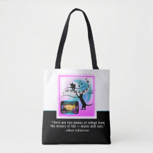 Tote Bag Chats de jazz   Piano   Schweitzer Quote Fourre-to