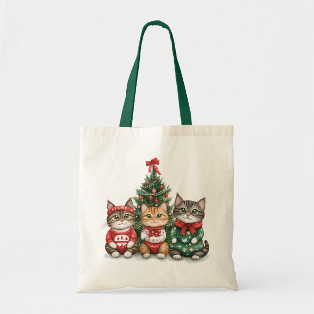 Tote Bag Chats de Noël mignons (Devant)