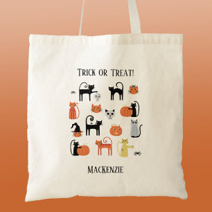 Tote Bag Chats d'Halloween Éffrayant Trick ou traitement pe