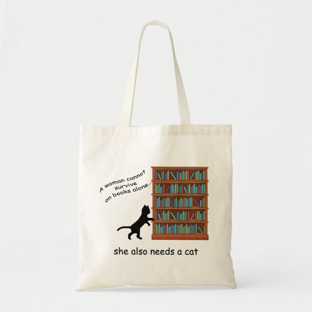 Tote Bag Chats et livres (Devant)