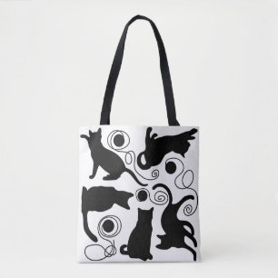 Tote Bag Chats et silhouettes de fils