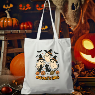 Tote Bag Chats Fantômes Rétro de cuisine Personnalisé Hallo