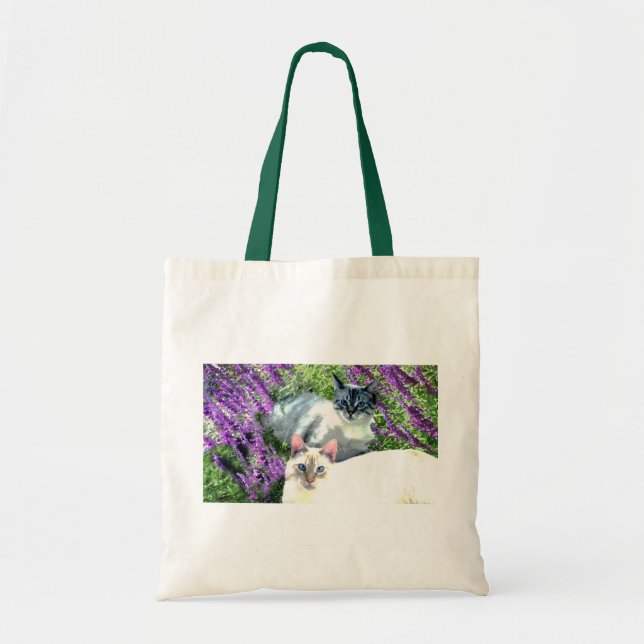 Tote Bag Chats Fourre-tout de fleur (Devant)