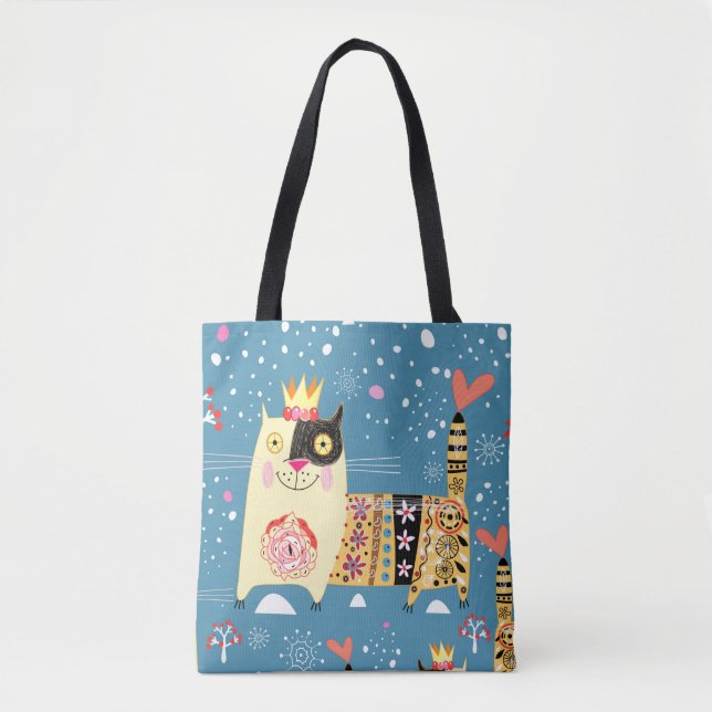Tote Bag Chats, Hippie, Chats Bohème et Esprit Libre (Devant)
