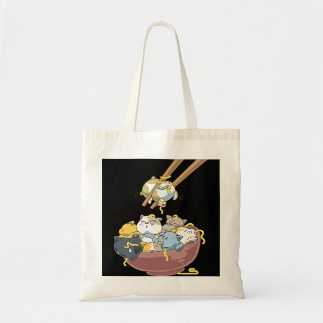 Tote Bag Chats japonais amusant Ramen Kawaii (Devant)