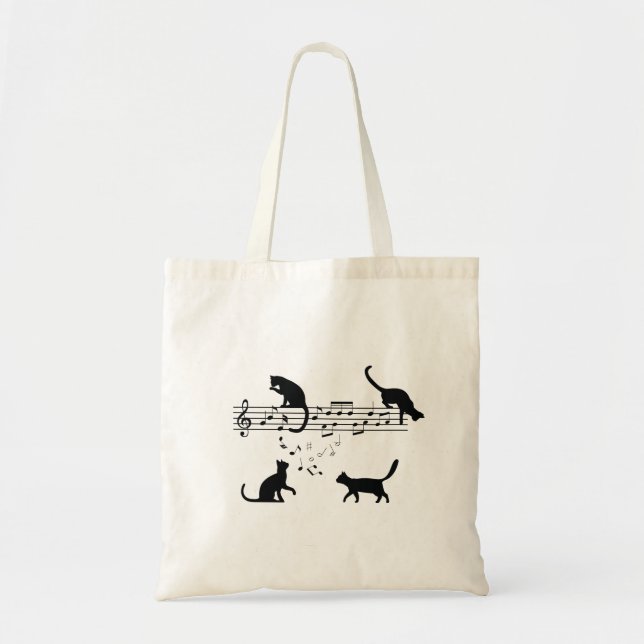 Tote Bag Chats Lecture de notes musicales (Devant)