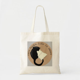 Tote Bag Chats, Livres, La vie est douce v2