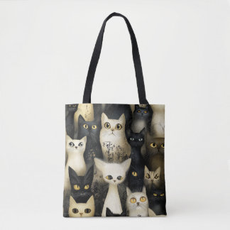 Tote Bag chats noirs et blancs