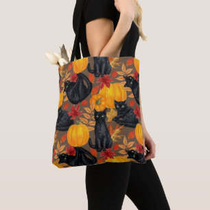 Tote Bag Chats noirs et citrouilles 2