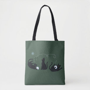 Tote Bag Chats noirs hiver Mignon Noël Hiver