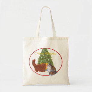 Tote Bag Chats Persans Rouges et Calico Noël