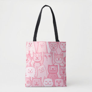Tote Bag Chats Roses, Motif Adorable Sans Seamless.