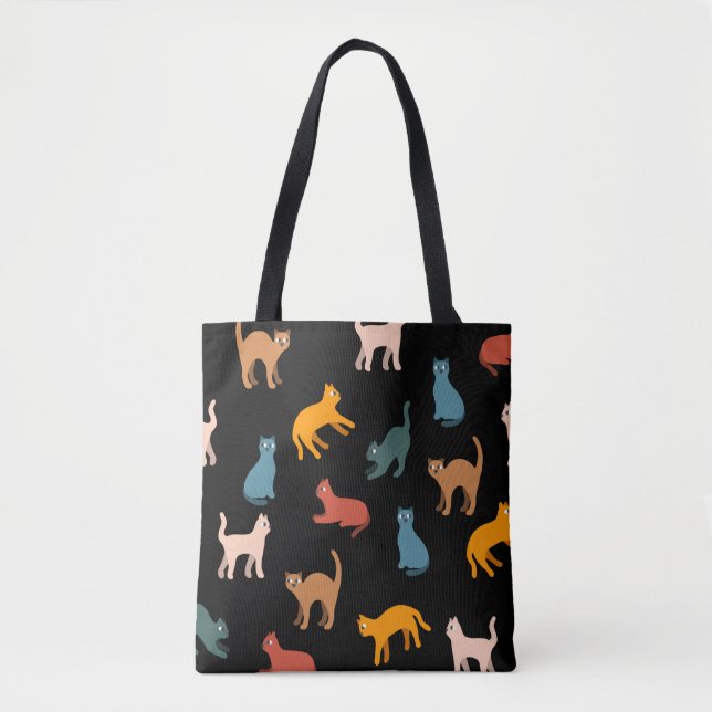 Tote Bag Chats sur le noir (Devant)