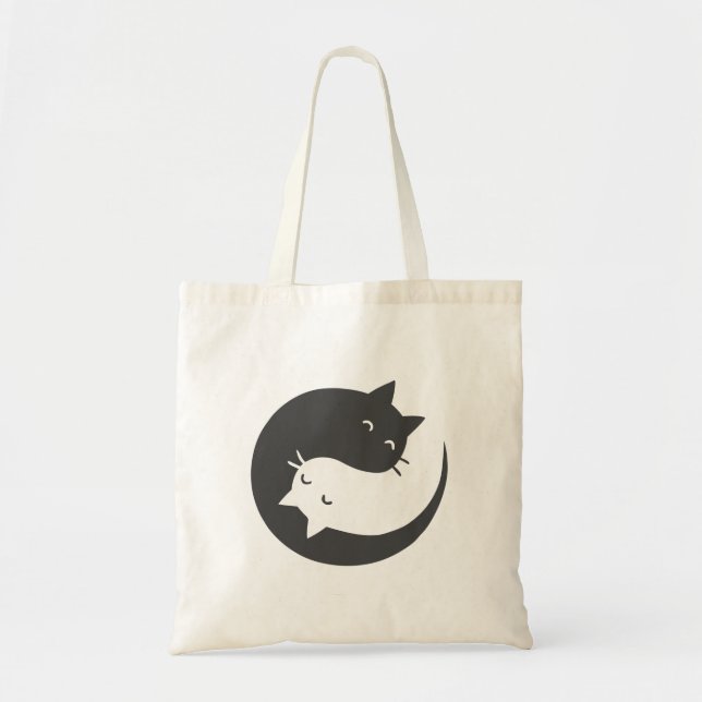 Tote Bag Chats yin et yang mandala - Choisissez le colo arr (Devant)
