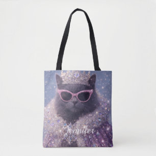 Tote Bag Chatte Reine Glamour Portrait Fantastique Étincela