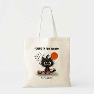 Tote Bag Chatte Sorcière Noire Kitten Halloween Trick ou Tr