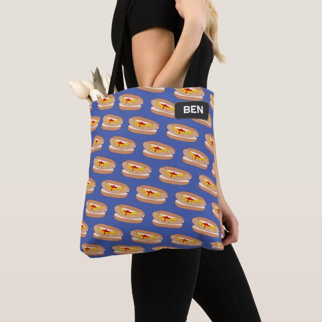 Tote Bag Chauds saucisses de chien en pain ouvert, votre no (De près)
